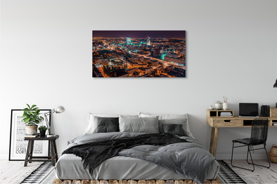 Quadro em tela Panorama noturno da cidade de Varsóvia