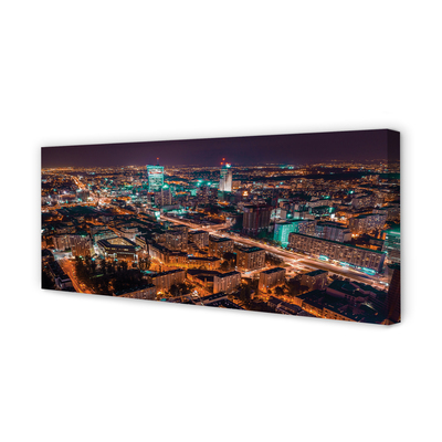 Quadro em tela Panorama noturno da cidade de Varsóvia