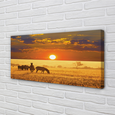 Pintura em tela Nuvens de pôr do sol zebra