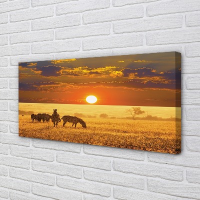 Pintura em tela Nuvens de pôr do sol zebra