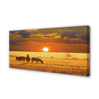 Pintura em tela Nuvens de pôr do sol zebra