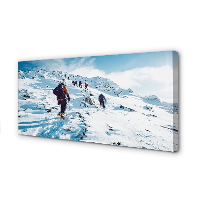 Quadro em tela Escalada de montanha no inverno