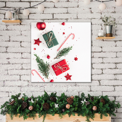 Quadro de parede em tela Presente Doces Enfeites Natal