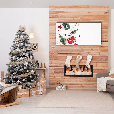 Quadro de parede em tela Presente Doces Enfeites Natal