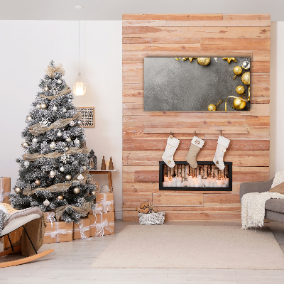 Quadro em tela Enfeites de Natal com Estrelas Douradas