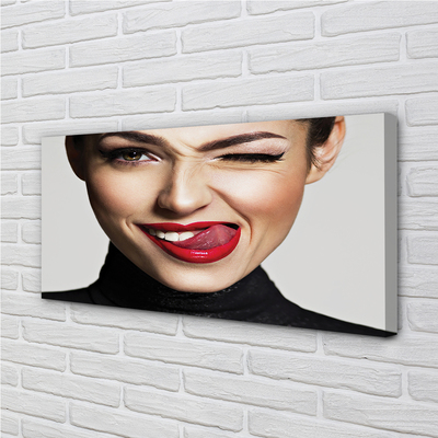 Quadro em tela Mulher lábios vermelhos