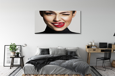 Quadro em tela Mulher lábios vermelhos