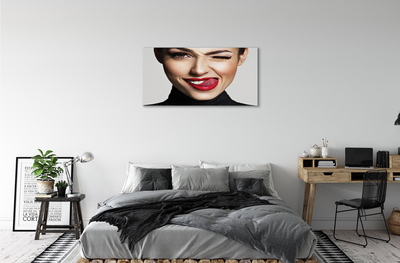 Quadro em tela Mulher lábios vermelhos