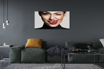Quadro em tela Mulher lábios vermelhos