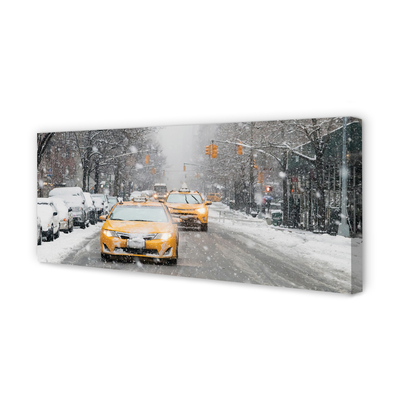 Quadro em tela Carros de inverno, cidade de neve