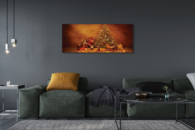 Quadro em tela Presentes de árvore de Natal, luzes e decorações