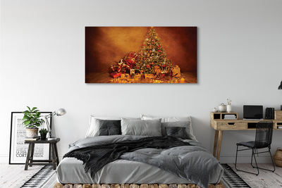 Quadro em tela Presentes de árvore de Natal, luzes e decorações
