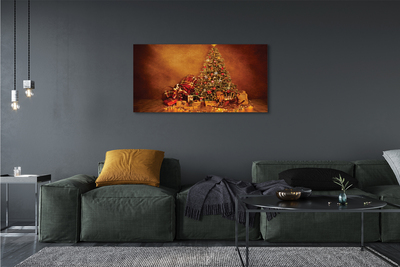 Quadro em tela Presentes de árvore de Natal, luzes e decorações