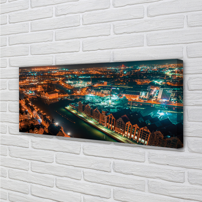Quadro em tela Panorama noturno do Rio Gdansk
