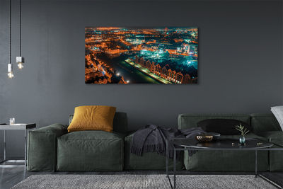 Quadro em tela Panorama noturno do Rio Gdansk