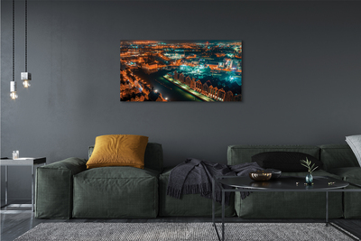 Quadro em tela Panorama noturno do Rio Gdansk
