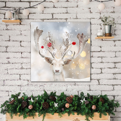 Quadro em tela Bolas de Natal de rena branca