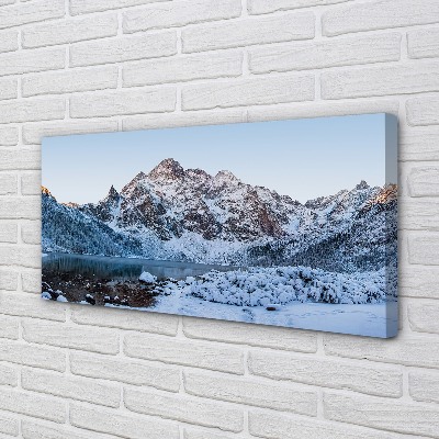 Quadro em tela Lago de neve no inverno nas montanhas