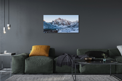 Quadro em tela Lago de neve no inverno nas montanhas