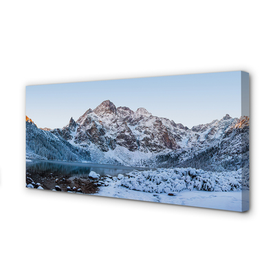 Quadro em tela Lago de neve no inverno nas montanhas