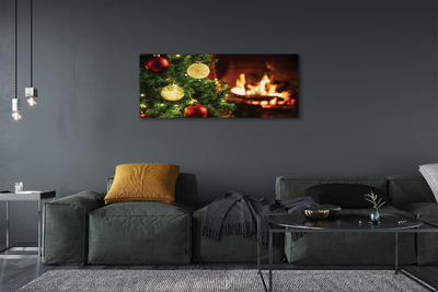 Pintura em tela Enfeites, galhos, lareira