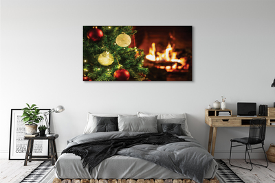 Pintura em tela Enfeites, galhos, lareira