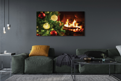 Pintura em tela Enfeites, galhos, lareira