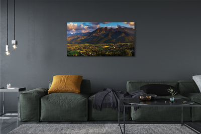 Quadro em tela Pôr do sol na montanha