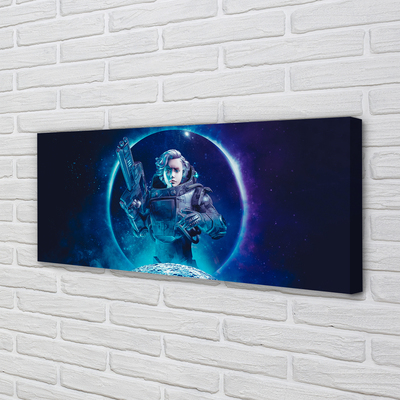 Pintura em tela Mulher espacial lua