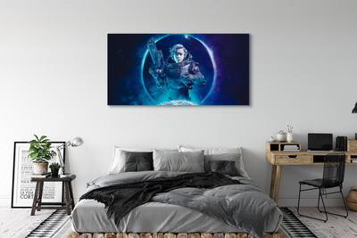Pintura em tela Mulher espacial lua