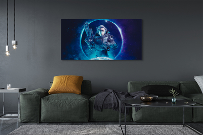 Pintura em tela Mulher espacial lua