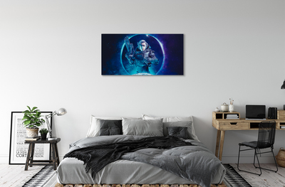 Pintura em tela Mulher espacial lua