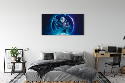 Pintura em tela Mulher espacial lua