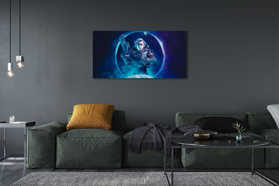Pintura em tela Mulher espacial lua