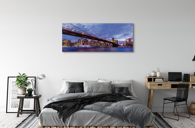 Pintura em tela Ponte pôr do sol arranha-céus