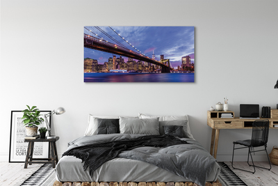 Pintura em tela Ponte pôr do sol arranha-céus