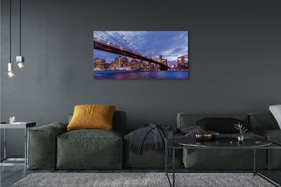 Pintura em tela Ponte pôr do sol arranha-céus