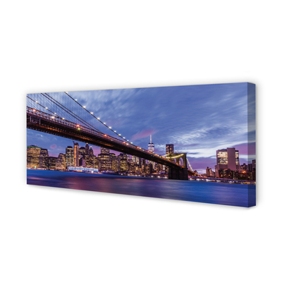 Pintura em tela Ponte pôr do sol arranha-céus