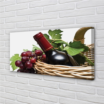 Pintura em tela Cesta de uvas e vinho