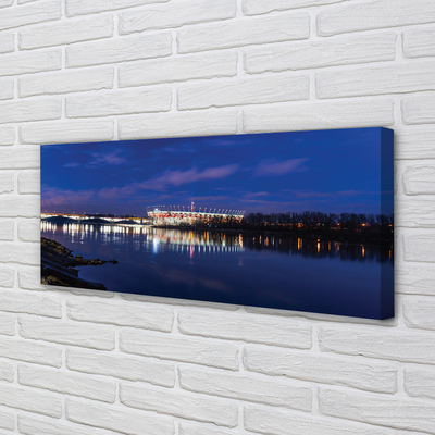 Pintura em tela Estádio noturno da ponte do Rio Varsóvia