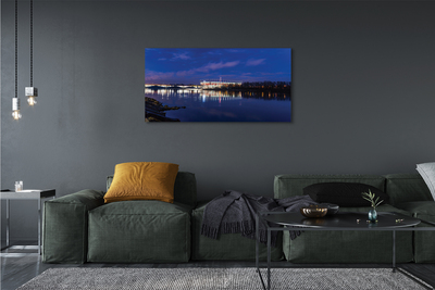 Pintura em tela Estádio noturno da ponte do Rio Varsóvia