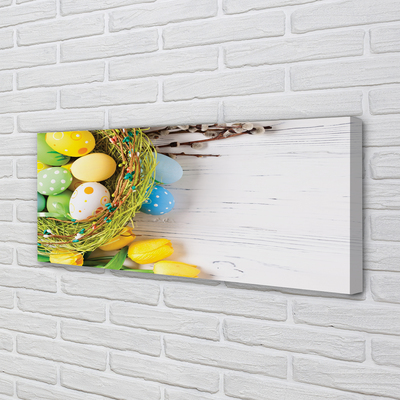 Quadro em tela Ovos, amentilhos, tulipas
