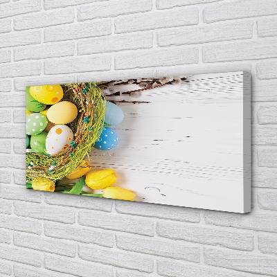 Quadro em tela Ovos, amentilhos, tulipas