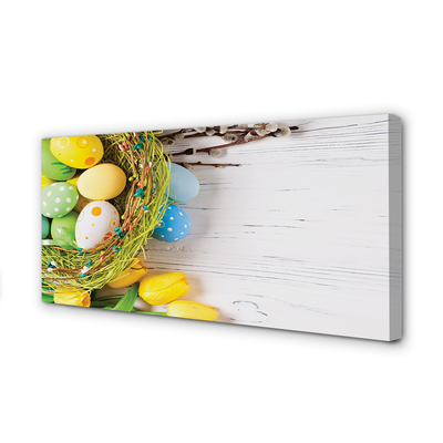 Quadro em tela Ovos, amentilhos, tulipas