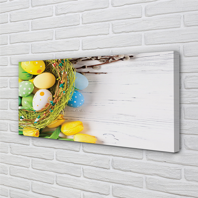 Quadro em tela Ovos, amentilhos, tulipas