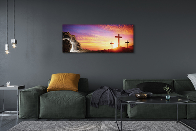 Pintura em tela Cruza a caverna do pôr do sol