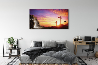 Pintura em tela Cruza a caverna do pôr do sol