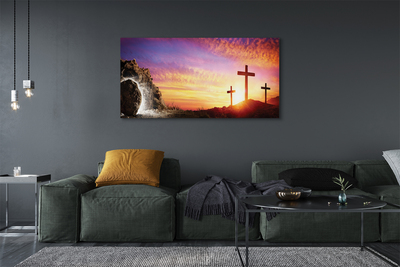 Pintura em tela Cruza a caverna do pôr do sol