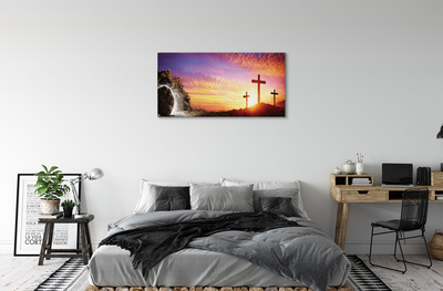 Pintura em tela Cruza a caverna do pôr do sol