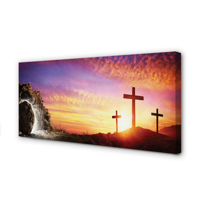 Pintura em tela Cruza a caverna do pôr do sol